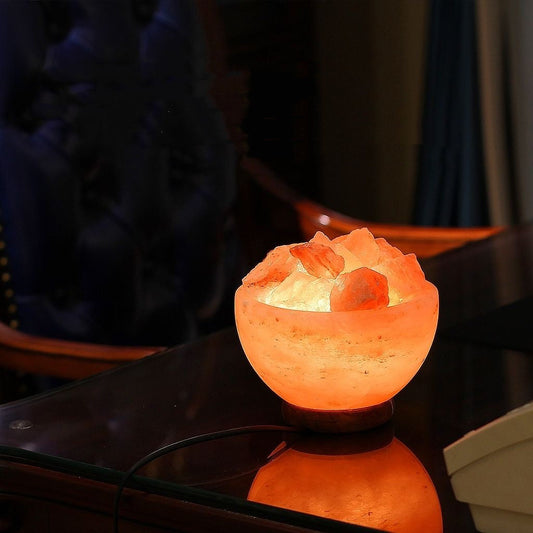 🪔 Bowl-Shaped Himalayan Pink Salt Lamp – Purify Air & Create Cozy Ambiance for Home Décor ✨